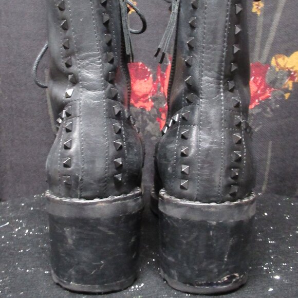Ash "Xim" Black Leather Studded Lace Up Combat Boots Sz.9/39 - Picture 6 of 13